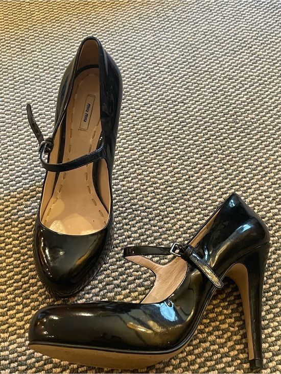 Miu Miu Shoes - Miu Miu Black Patent Leather Mary Jane Platform Pumps